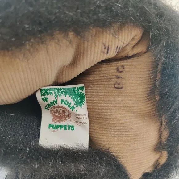 Vintage Folkmanis Furry Folk Baby Black Bear Hand Puppet Cub Plush - Picture 6 of 10